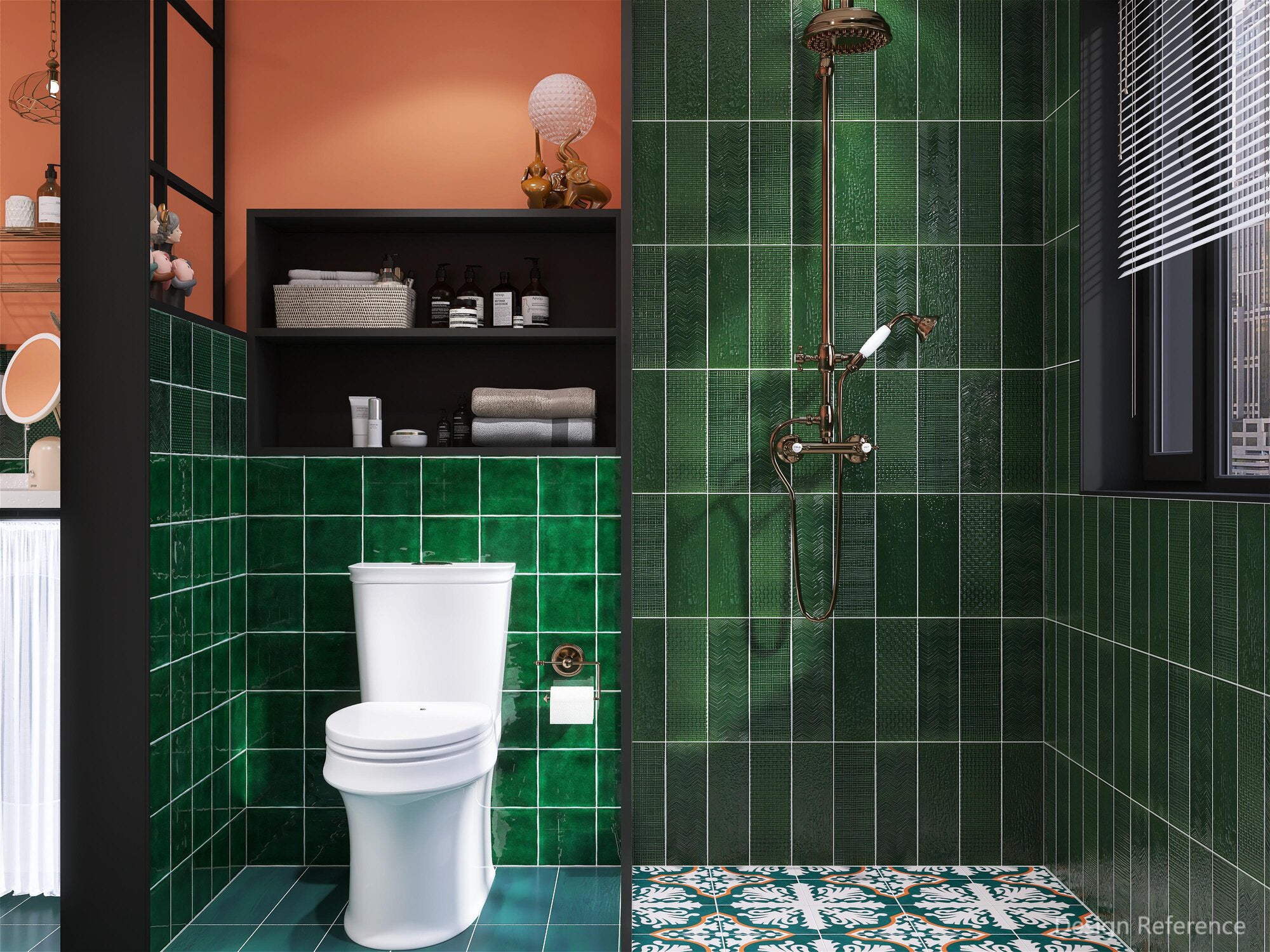 中國佛山瓷磚 China Foshan Basics 復古質感多彩造型亮光墻磚 C130-1墨綠模具造型10×30cm