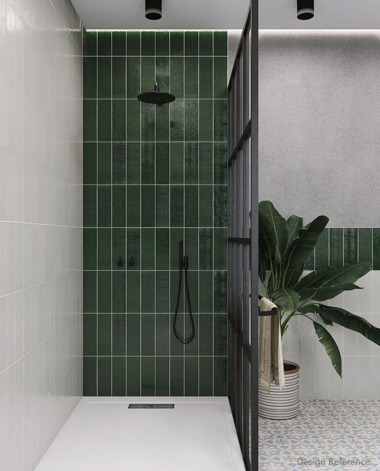 中國佛山瓷磚 China Foshan Basics 復古質感多彩造型亮光墻磚 C130-1墨綠模具造型10×30cm