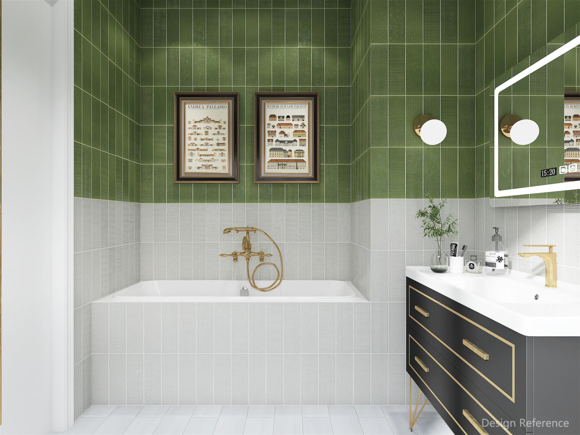 中國佛山瓷磚 China Foshan Basics 復古質感多彩造型亮光墻磚C130-7亮光白模具造型10×30cm