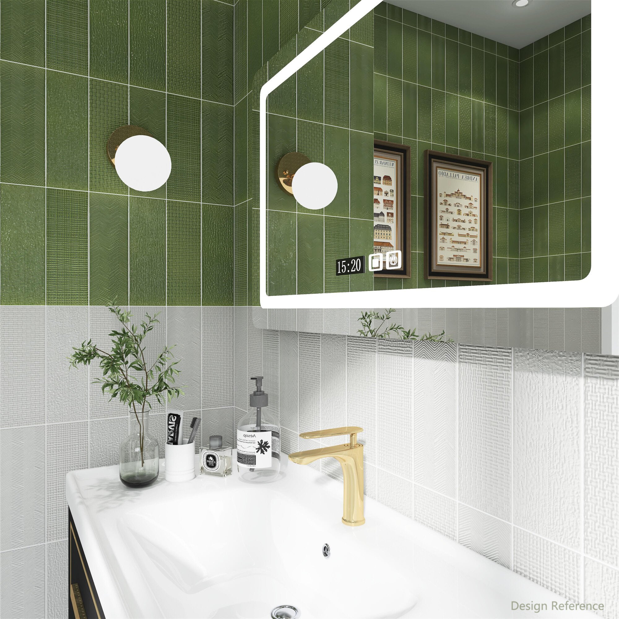 中國佛山瓷磚 China Foshan Basics 復古質感多彩造型亮光墻磚C130-7亮光白模具造型10×30cm