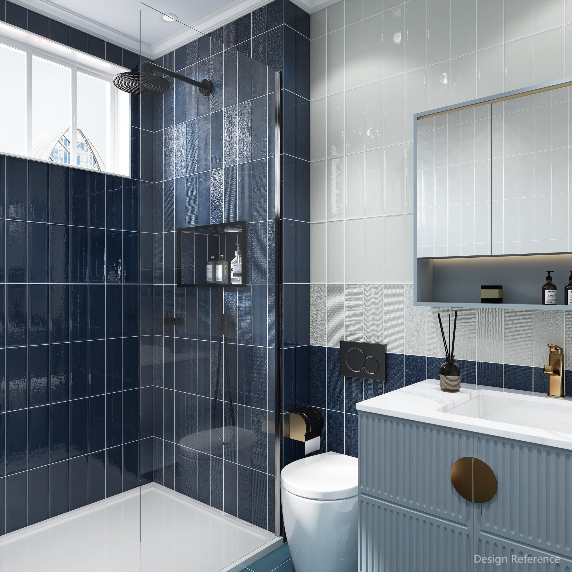 中國佛山瓷磚 China Foshan Basics 復古質感多彩造型亮光墻磚C130-7亮光白模具造型10×30cm