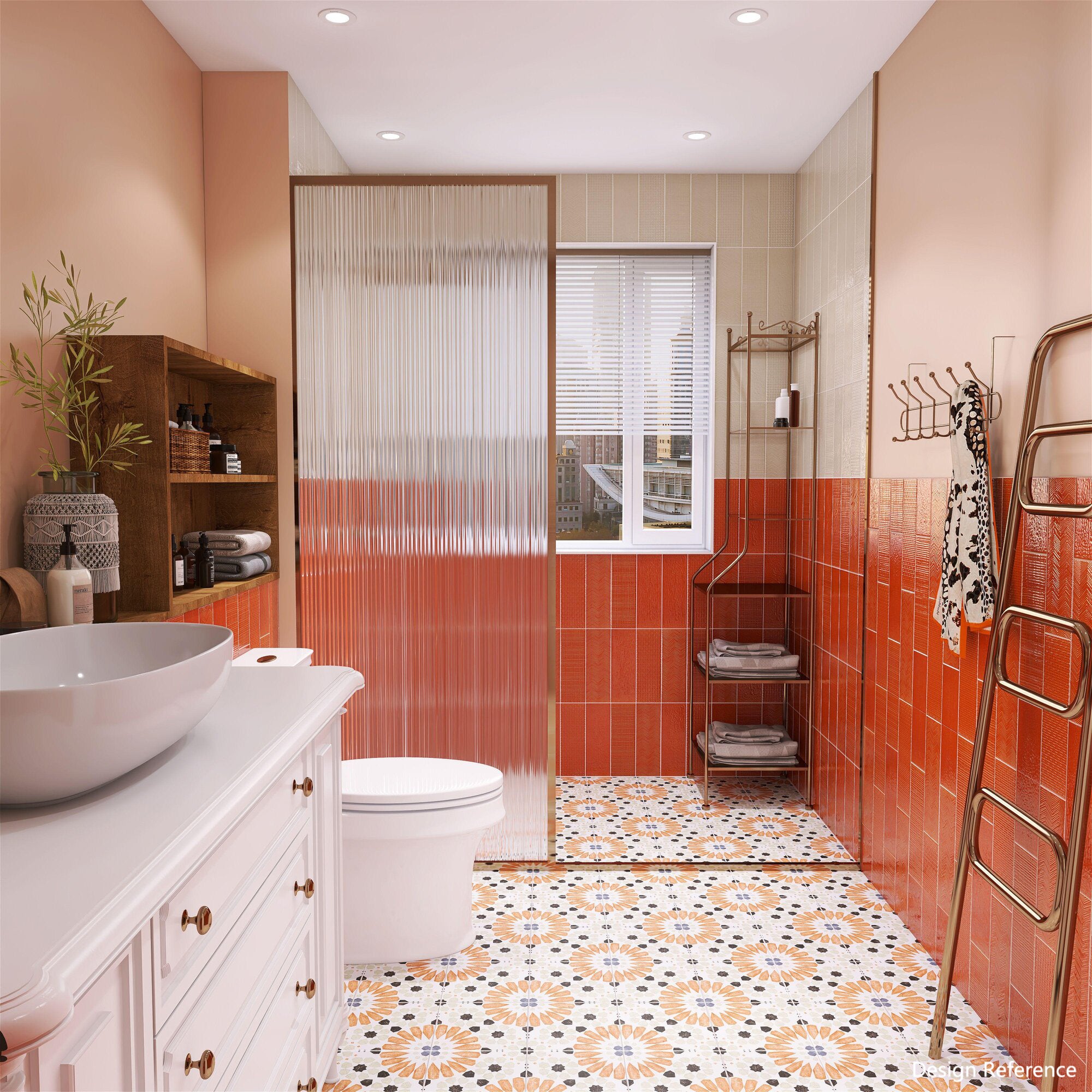 中國佛山瓷磚 China Foshan Basics 復古質感多彩造型亮光墻磚C130-8鮮橙模具造型10×30cm