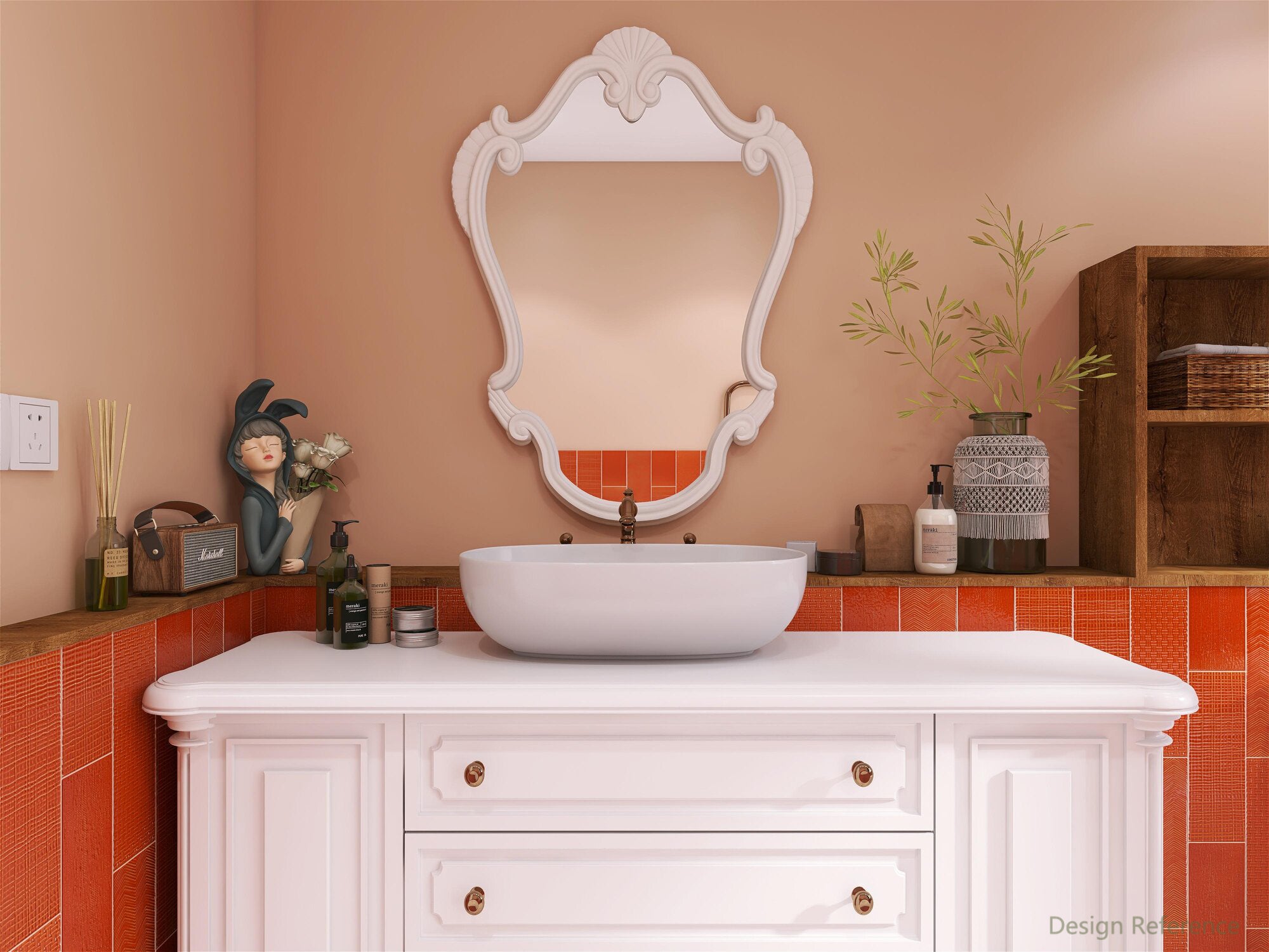 中國佛山瓷磚 China Foshan Basics 復古質感多彩造型亮光墻磚C130-8鮮橙模具造型10×30cm