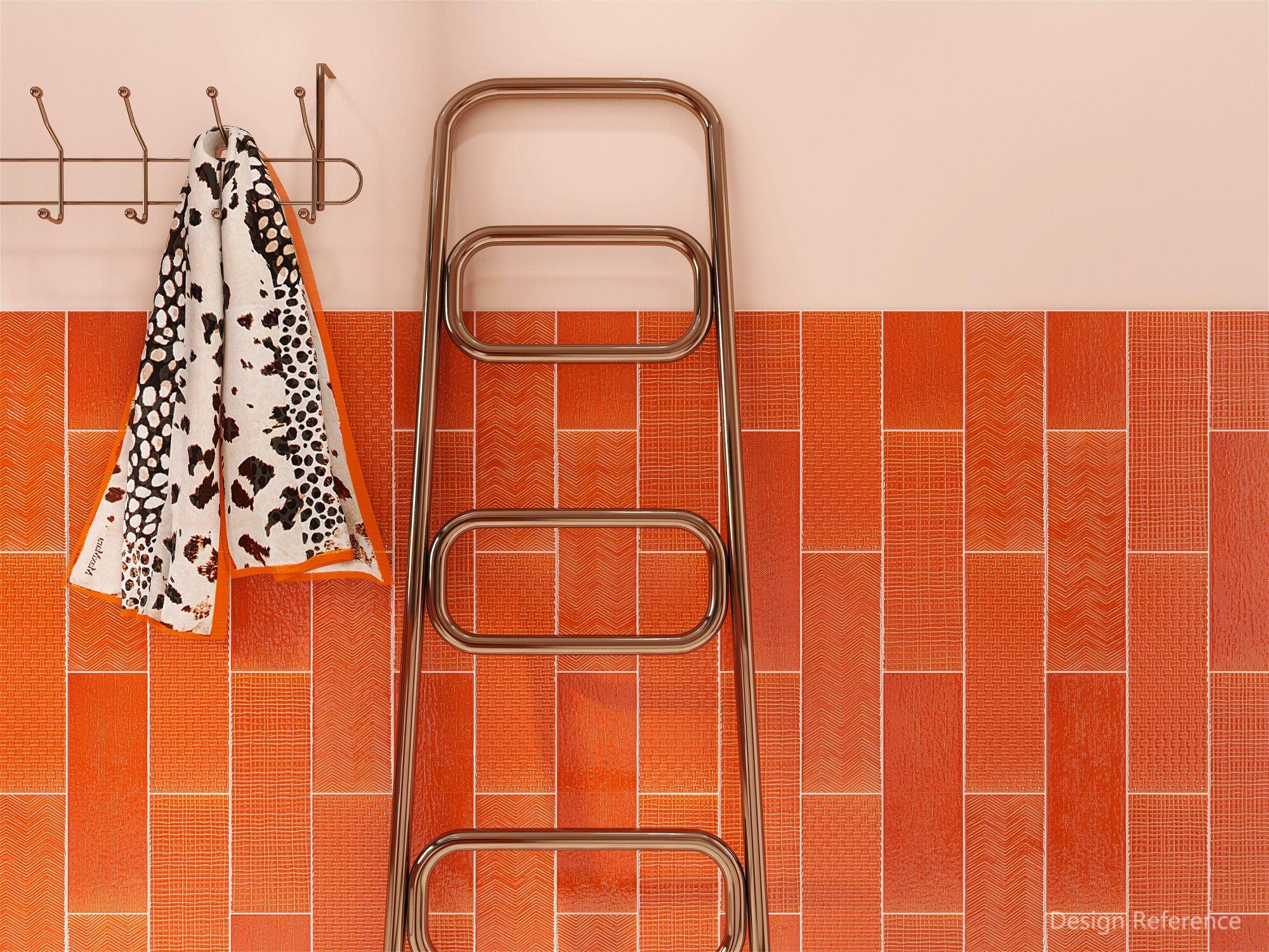 中國佛山瓷磚 China Foshan Basics 復古質感多彩造型亮光墻磚C130-8鮮橙模具造型10×30cm