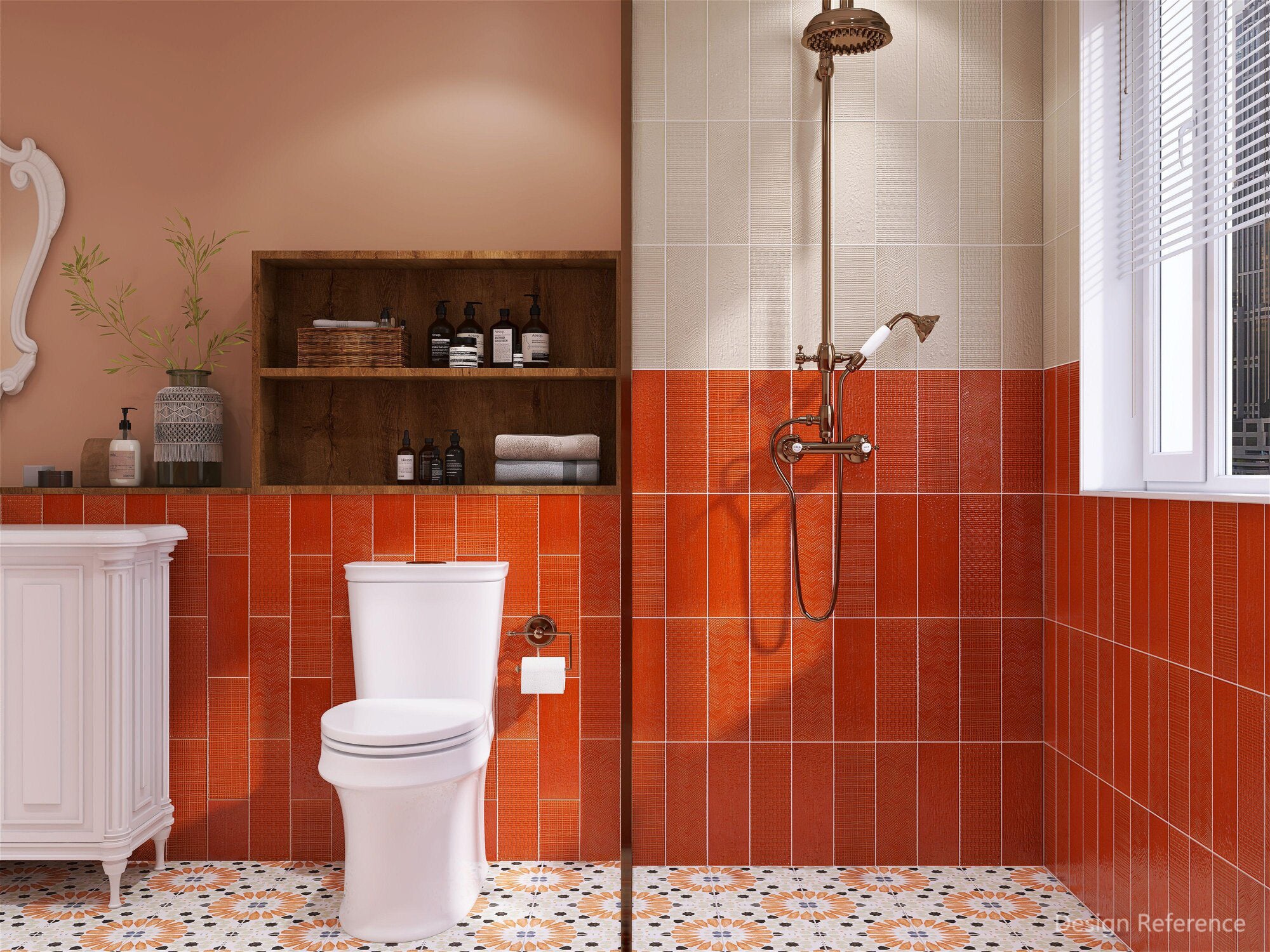 中國佛山瓷磚 China Foshan Basics 復古質感多彩造型亮光墻磚C130-8鮮橙模具造型10×30cm