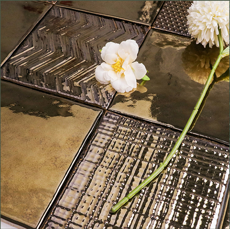中國佛山瓷磚 China Foshan Basics 復古質感造型多彩亮光墻磚C.140-JD純色金屬亮光14×14cm