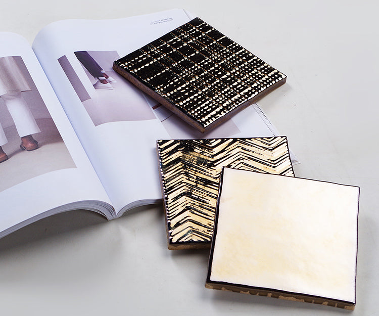 中國佛山瓷磚 China Foshan Basics 復古質感造型多彩亮光墻磚C.140-J1金屬亮光14×14cm