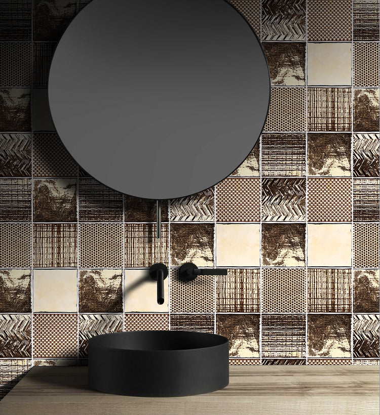 中國佛山瓷磚 China Foshan Basics 復古質感造型多彩亮光墻磚C.140-J1金屬亮光14×14cm