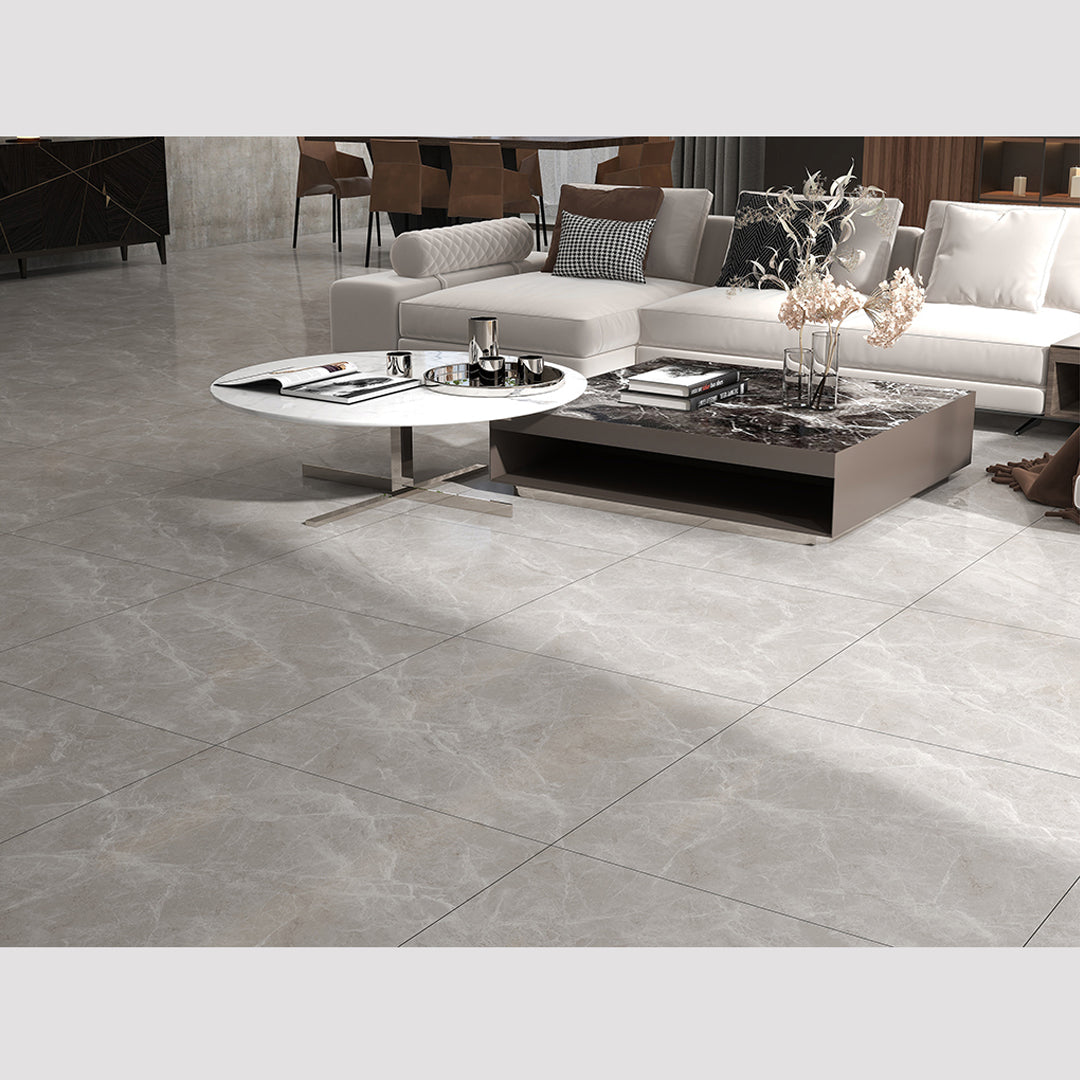 中國佛山瓷磚 China Foshan Marble Tiles Glossy 大理石瓷磚 連紋瓷磚 地磚 墻磚 釉面磚 亮光面 西湖淺灰GT8672X 80×80cm