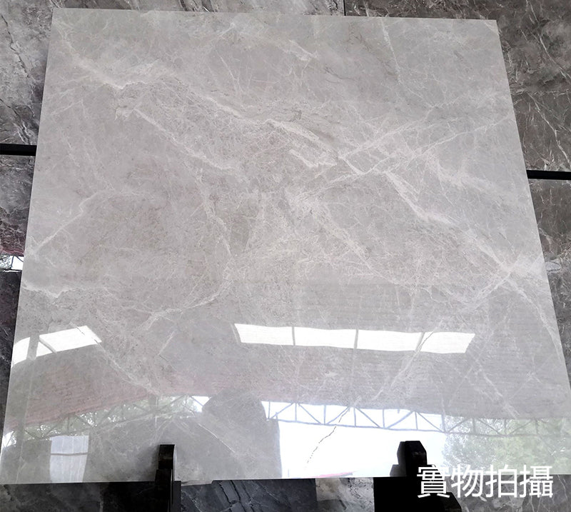中國佛山瓷磚 China Foshan Marble Tiles Glossy 大理石瓷磚 連紋瓷磚 地磚 墻磚 釉面磚 亮光面 西湖淺灰GT8672X 80×80cm