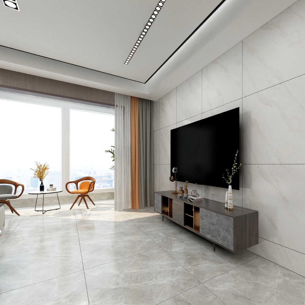 中國佛山瓷磚 China Foshan Marble Tiles Glossy 大理石瓷磚 連紋瓷磚 地磚 墻磚 釉面磚 亮光面 西湖淺灰GT8672X 80×80cm