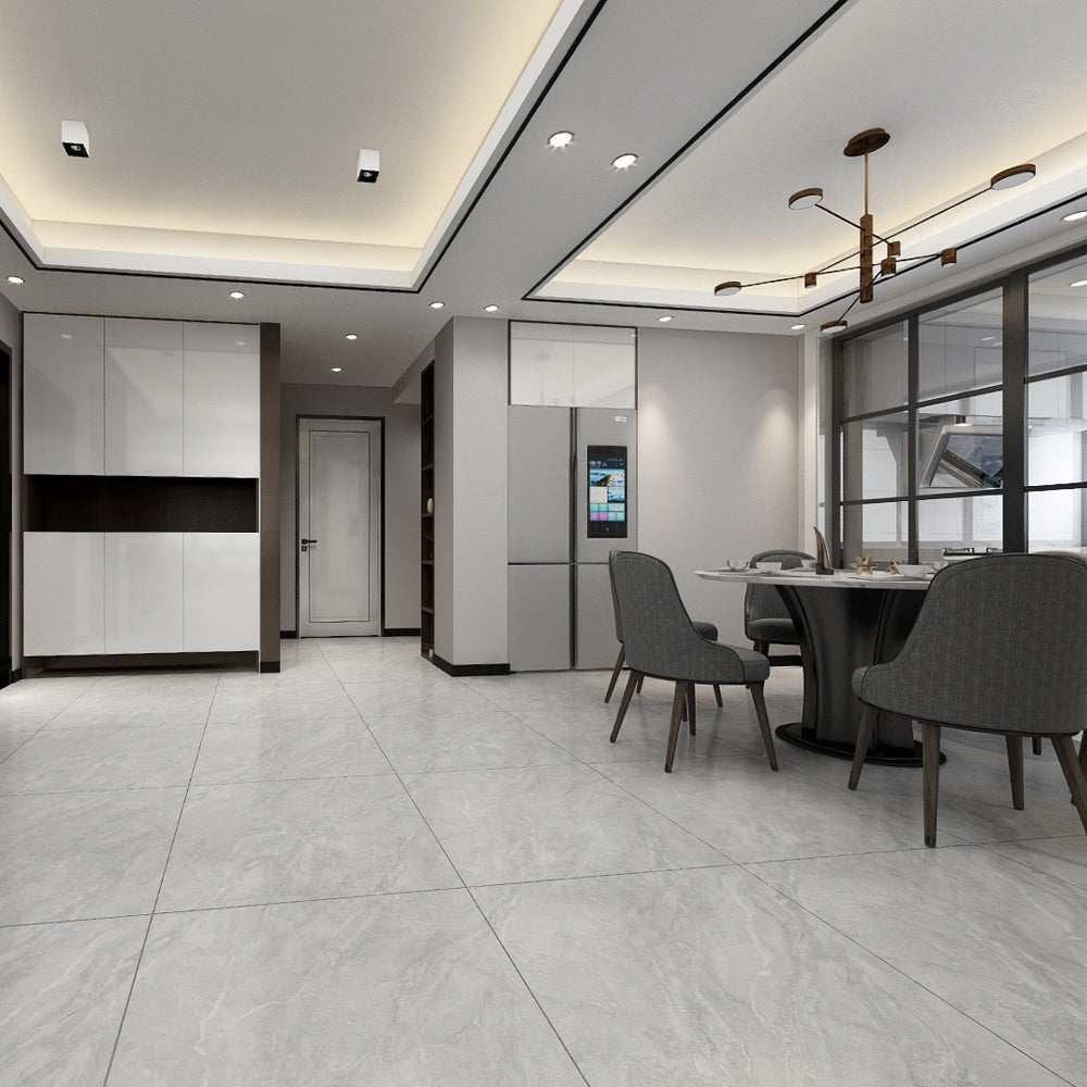 中國佛山瓷磚 China Foshan Marble Tiles Glossy 大理石瓷磚 連紋瓷磚 地磚 墻磚 釉面磚 亮光面 洱海淺灰GT8675X 80×80cm