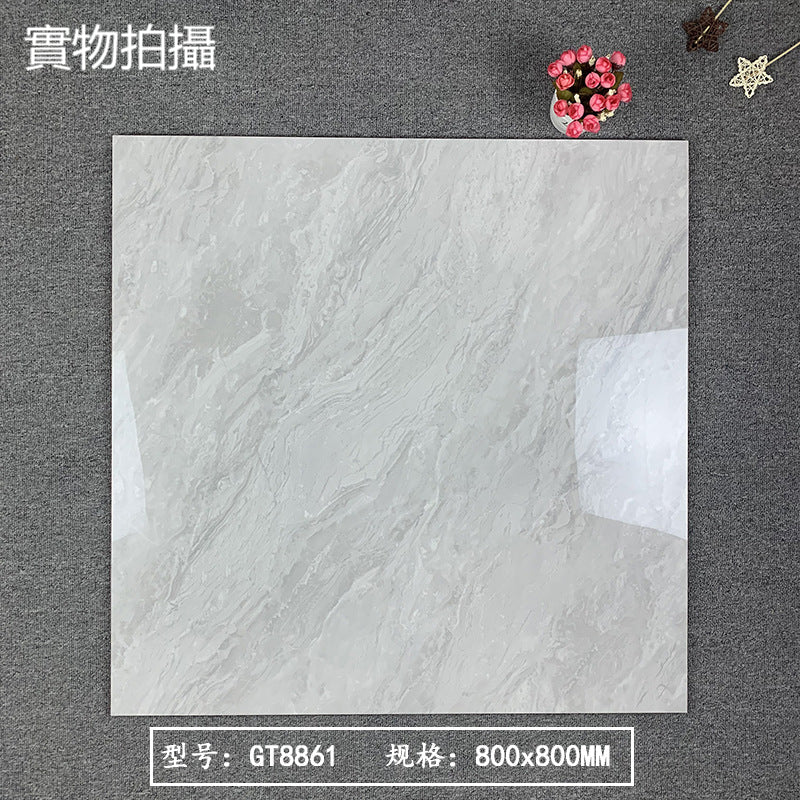 中國佛山瓷磚 China Foshan Marble Tiles Glossy 大理石瓷磚 連紋瓷磚 地磚 墻磚 釉面磚 亮光面 帕加尼灰GT8861 80×80cm