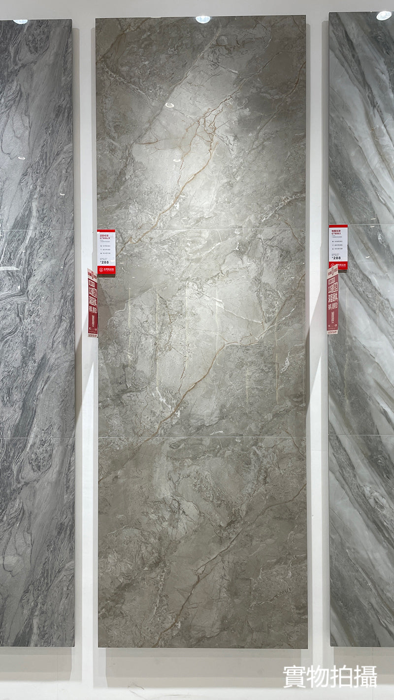 中國佛山瓷磚 China Foshan Marble Tiles Glossy 大理石瓷磚 連紋瓷磚 地磚 墻磚 釉面磚 亮光面 邁凱倫灰GT8862X 80×80cm