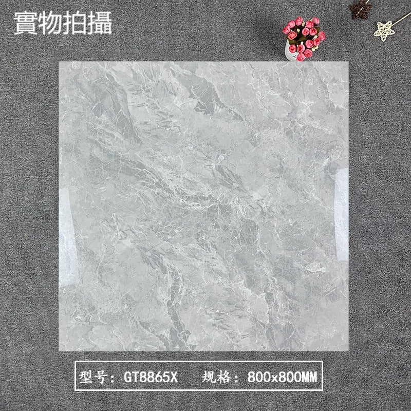 中國佛山瓷磚 China Foshan Marble Tiles Glossy 大理石瓷磚 連紋瓷磚 地磚 墻磚 釉面磚 亮光面 賓利灰GT8865X 80×80cm