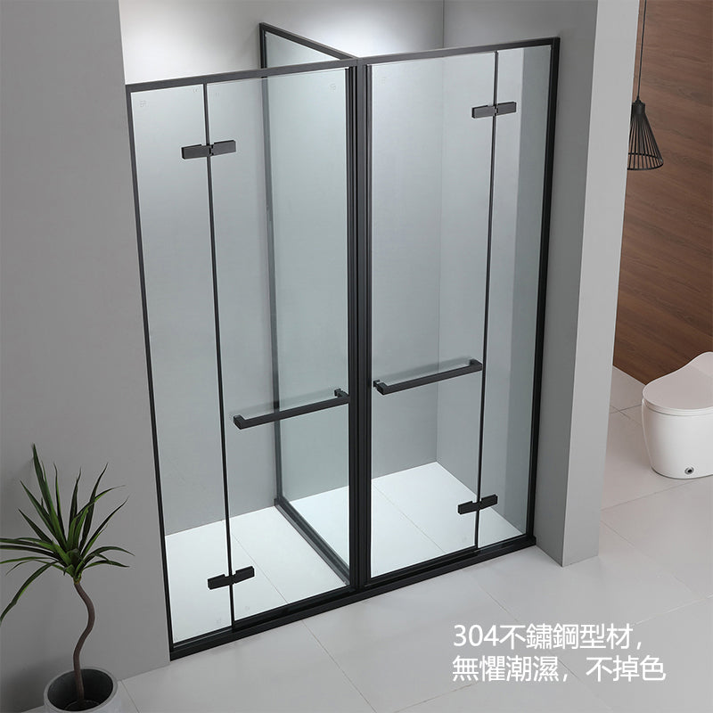 Bathroom Glass Sliding Doors Shower Screens 304Stainless Steel Tempered Glass 浴室屏風 浴屏 H14-148 一字型 淋浴房 乾濕分離 雙掩門 啞黑 304不鏽鋼材質