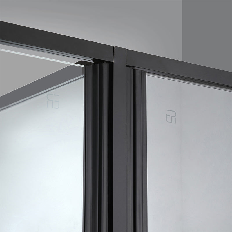 Bathroom Glass Sliding Doors Shower Screens 304Stainless Steel Tempered Glass 浴室屏風 浴屏 H14-148 一字型 淋浴房 乾濕分離 雙掩門 啞黑 304不鏽鋼材質