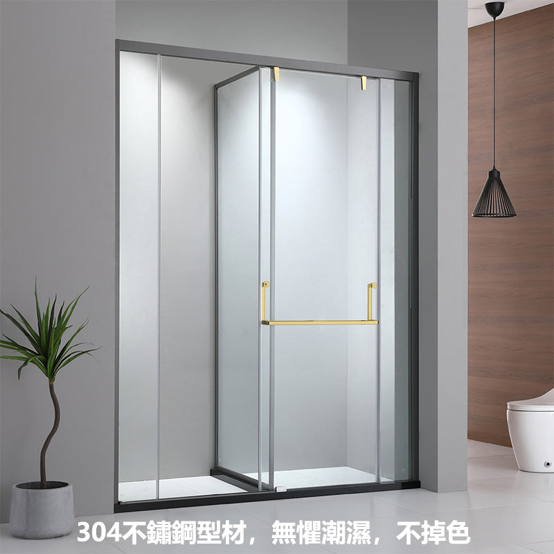 Bathroom Glass Sliding Doors Shower Screens 304Stainless Steel Tempered Glass 浴室屏風 浴屏 J10-148 一字型 淋浴房 乾濕分離 單趟門 啞黑 304不鏽鋼材質