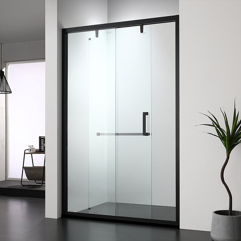 Bathroom Glass Sliding Doors Shower Screens 304Stainless Steel Tempered Glass 浴室屏風 浴屏 J10 一字型 淋浴房 乾濕分離 壹固定門 壹趟門 帶緩衝 啞黑 304不鏽鋼材質