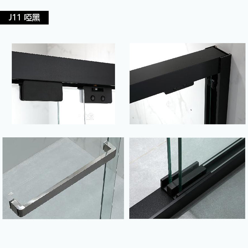 Bathroom Glass Sliding Doors Shower Screens 304Stainless Steel Tempered Glass 浴室屏風 浴屏 J11 J12 J13 J14 J15 一字型 淋浴房 乾濕分離 雙趟門 啞黑 銀色 玫瑰金 304不鏽鋼材質