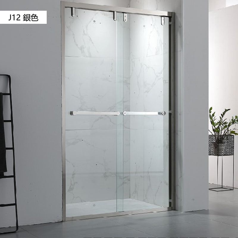 Bathroom Glass Sliding Doors Shower Screens 304Stainless Steel Tempered Glass 浴室屏風 浴屏 J11 J12 J13 J14 J15 一字型 淋浴房 乾濕分離 雙趟門 啞黑 銀色 玫瑰金 304不鏽鋼材質