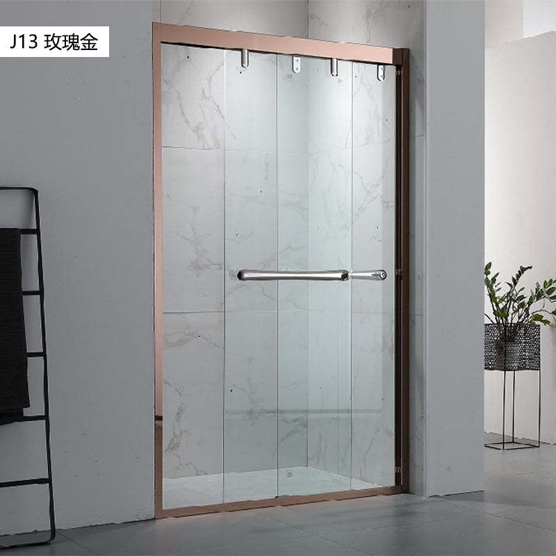 Bathroom Glass Sliding Doors Shower Screens 304Stainless Steel Tempered Glass 浴室屏風 浴屏 J11 J12 J13 J14 J15 一字型 淋浴房 乾濕分離 雙趟門 啞黑 銀色 玫瑰金 304不鏽鋼材質