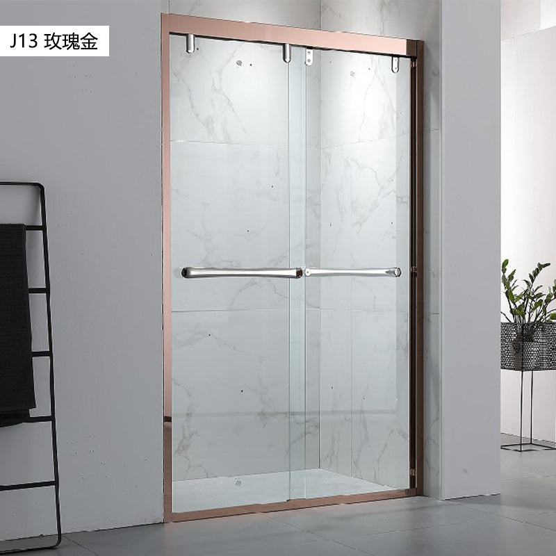 Bathroom Glass Sliding Doors Shower Screens 304Stainless Steel Tempered Glass 浴室屏風 浴屏 J11 J12 J13 J14 J15 一字型 淋浴房 乾濕分離 雙趟門 啞黑 銀色 玫瑰金 304不鏽鋼材質