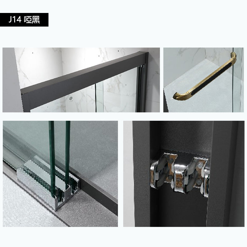 Bathroom Glass Sliding Doors Shower Screens 304Stainless Steel Tempered Glass 浴室屏風 浴屏 J11 J12 J13 J14 J15 一字型 淋浴房 乾濕分離 雙趟門 啞黑 銀色 玫瑰金 304不鏽鋼材質