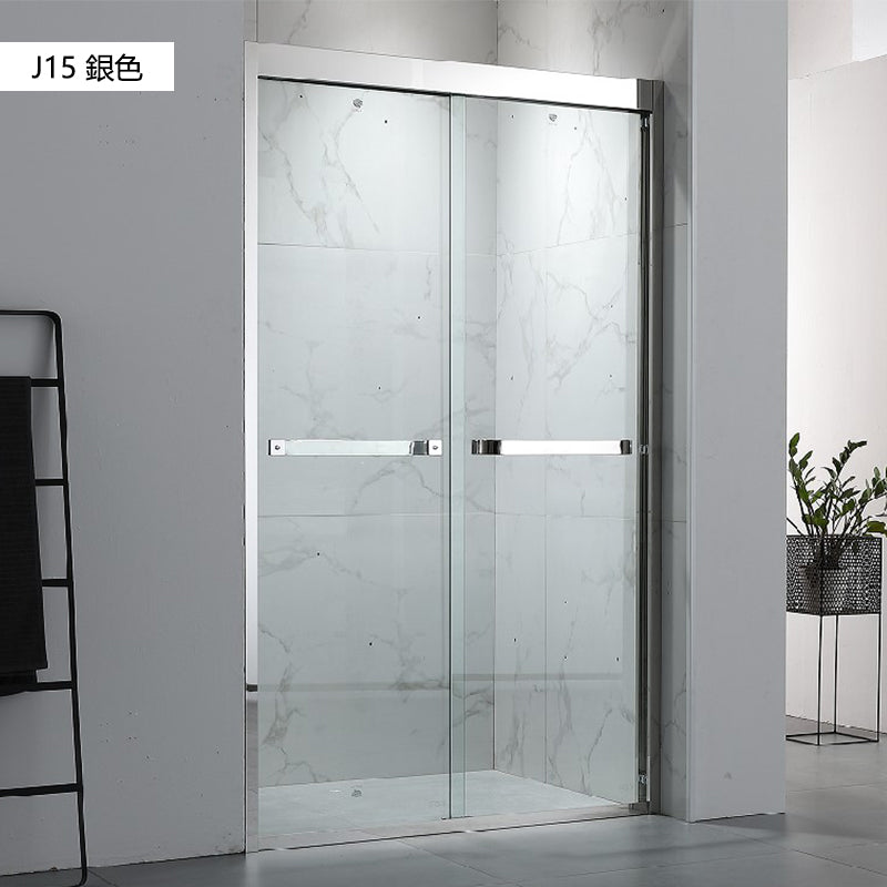 Bathroom Glass Sliding Doors Shower Screens 304Stainless Steel Tempered Glass 浴室屏風 浴屏 J11 J12 J13 J14 J15 一字型 淋浴房 乾濕分離 雙趟門 啞黑 銀色 玫瑰金 304不鏽鋼材質