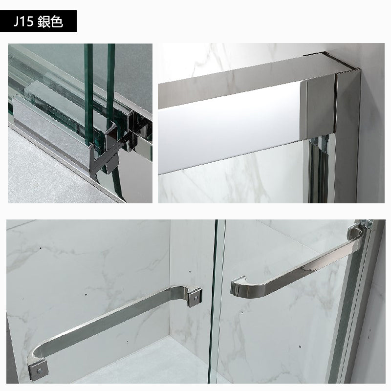 Bathroom Glass Sliding Doors Shower Screens 304Stainless Steel Tempered Glass 浴室屏風 浴屏 J11 J12 J13 J14 J15 一字型 淋浴房 乾濕分離 雙趟門 啞黑 銀色 玫瑰金 304不鏽鋼材質