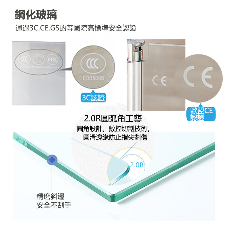 Bathroom Glass Sliding Doors Shower Screens 304Stainless Steel Tempered Glass 浴室屏風 浴屏 L8 一字型 淋浴房 乾濕分離 轉軸門 內外可開 銀色 304不鏽鋼材質