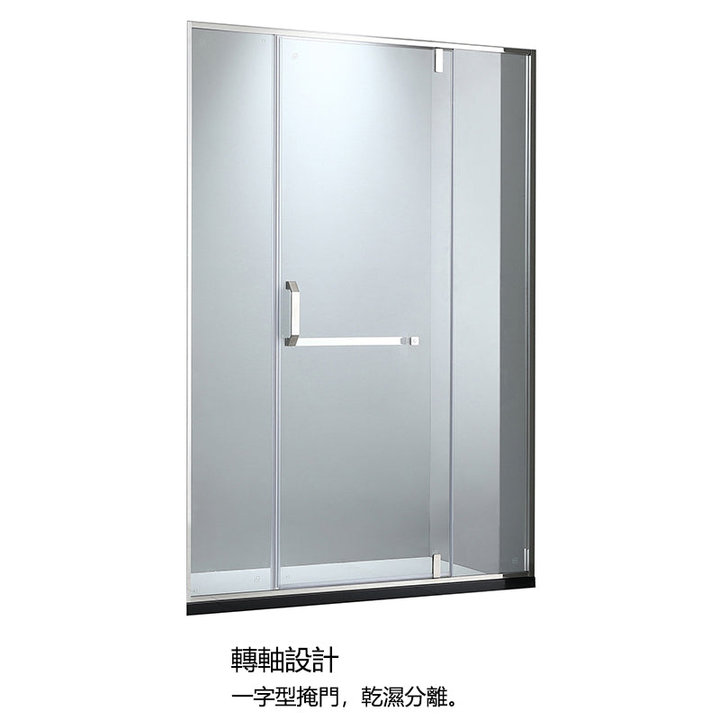 Bathroom Glass Sliding Doors Shower Screens 304Stainless Steel Tempered Glass 浴室屏風 浴屏 L8 一字型 淋浴房 乾濕分離 轉軸門 內外可開 銀色 304不鏽鋼材質