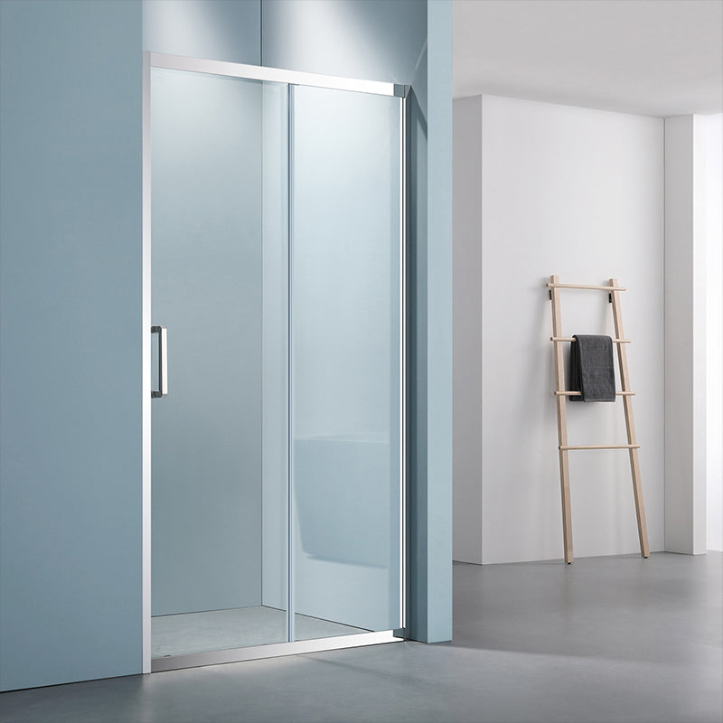 Bathroom Glass Sliding Doors Shower Screens 304Stainless Steel Tempered Glass 浴室屏風 浴屏 L9 一字型 淋浴房 乾濕分離 壹固定門 壹趟門 銀色 啞黑 304不鏽鋼材質