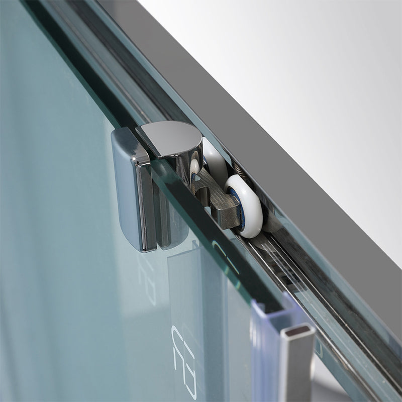 Bathroom Glass Sliding Doors Shower Screens 304Stainless Steel Tempered Glass 浴室屏風 浴屏 L9 一字型 淋浴房 乾濕分離 壹固定門 壹趟門 銀色 啞黑 304不鏽鋼材質