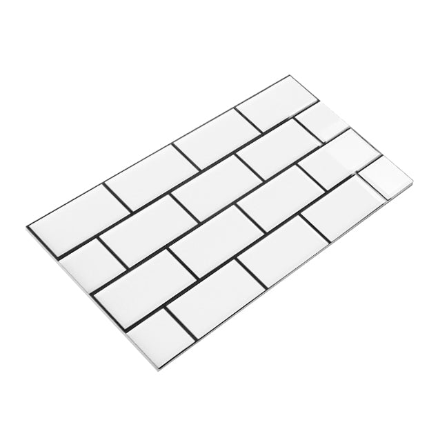 中國佛山瓷磚 China Foshan Basics 純色網紅花磚麵包磚墻磚亮光 LY754白色亮光黑線工字格墻磚 30×60cm