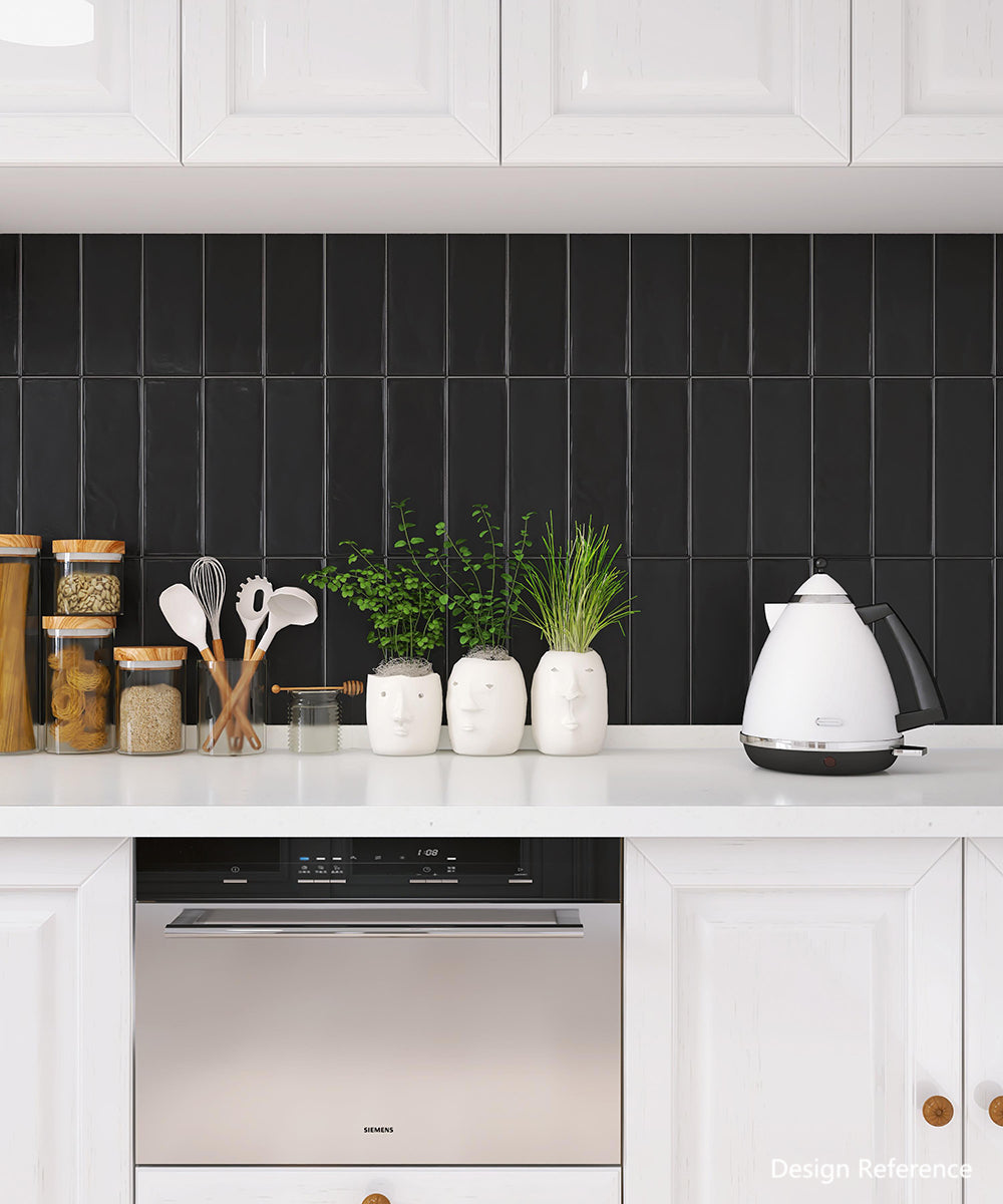 中國佛山瓷磚 China Foshan Basics 馬卡龍多彩純色啞光墻磚 MKL004純黑10×30cm