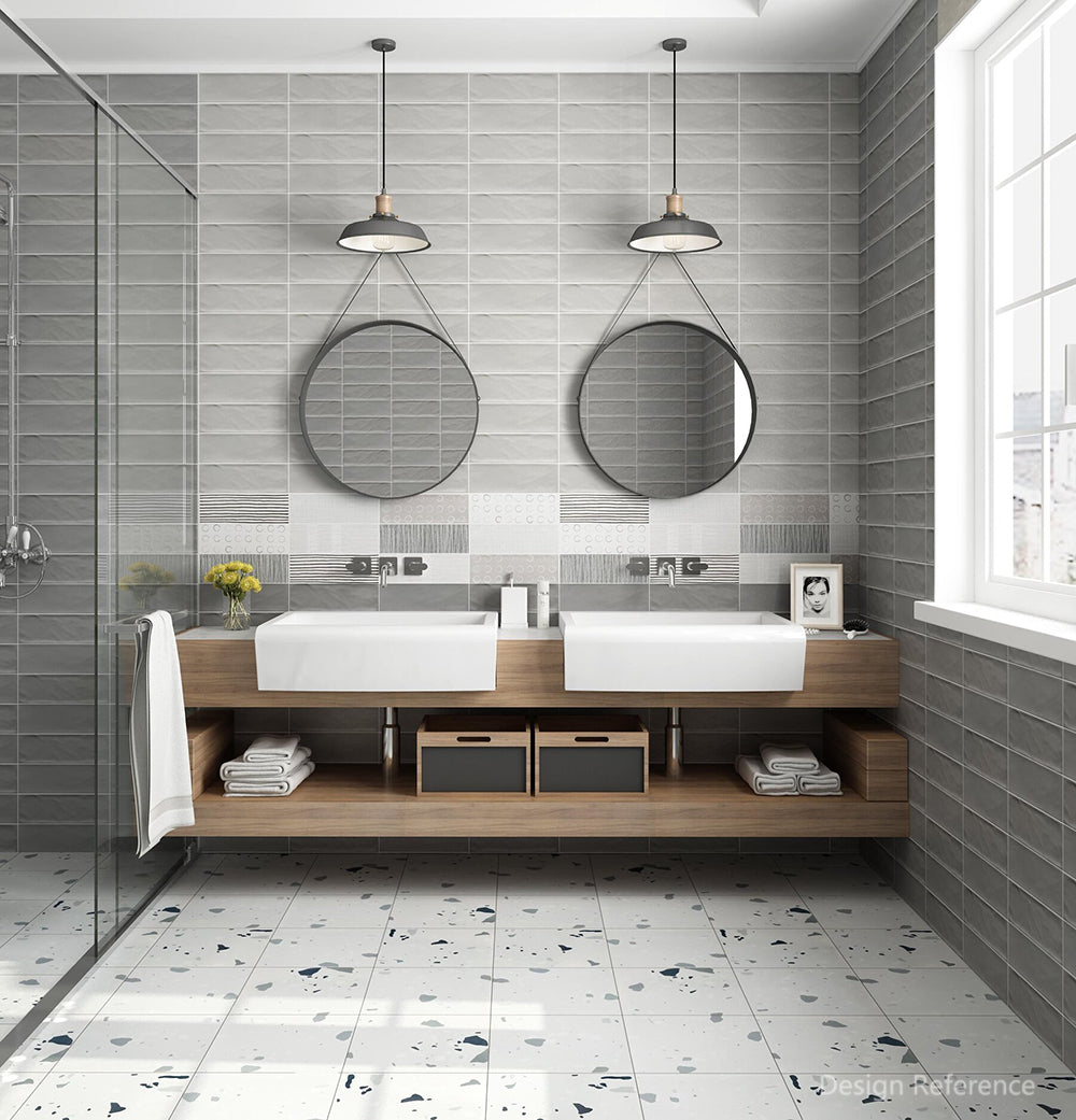 中國佛山瓷磚 China Foshan Basics 现代简约风格混装啞光墻磚 MKLHP011 現代灰(六面混發) 10×30cm