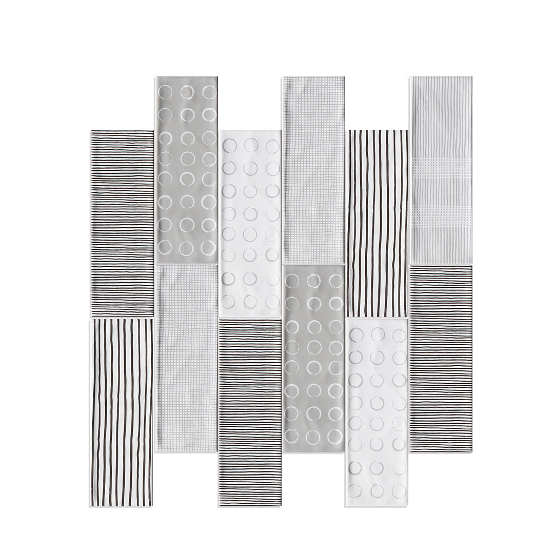 中國佛山瓷磚 China Foshan Basics 现代简约风格混装啞光墻磚 MKLHP011 現代灰(六面混發) 10×30cm