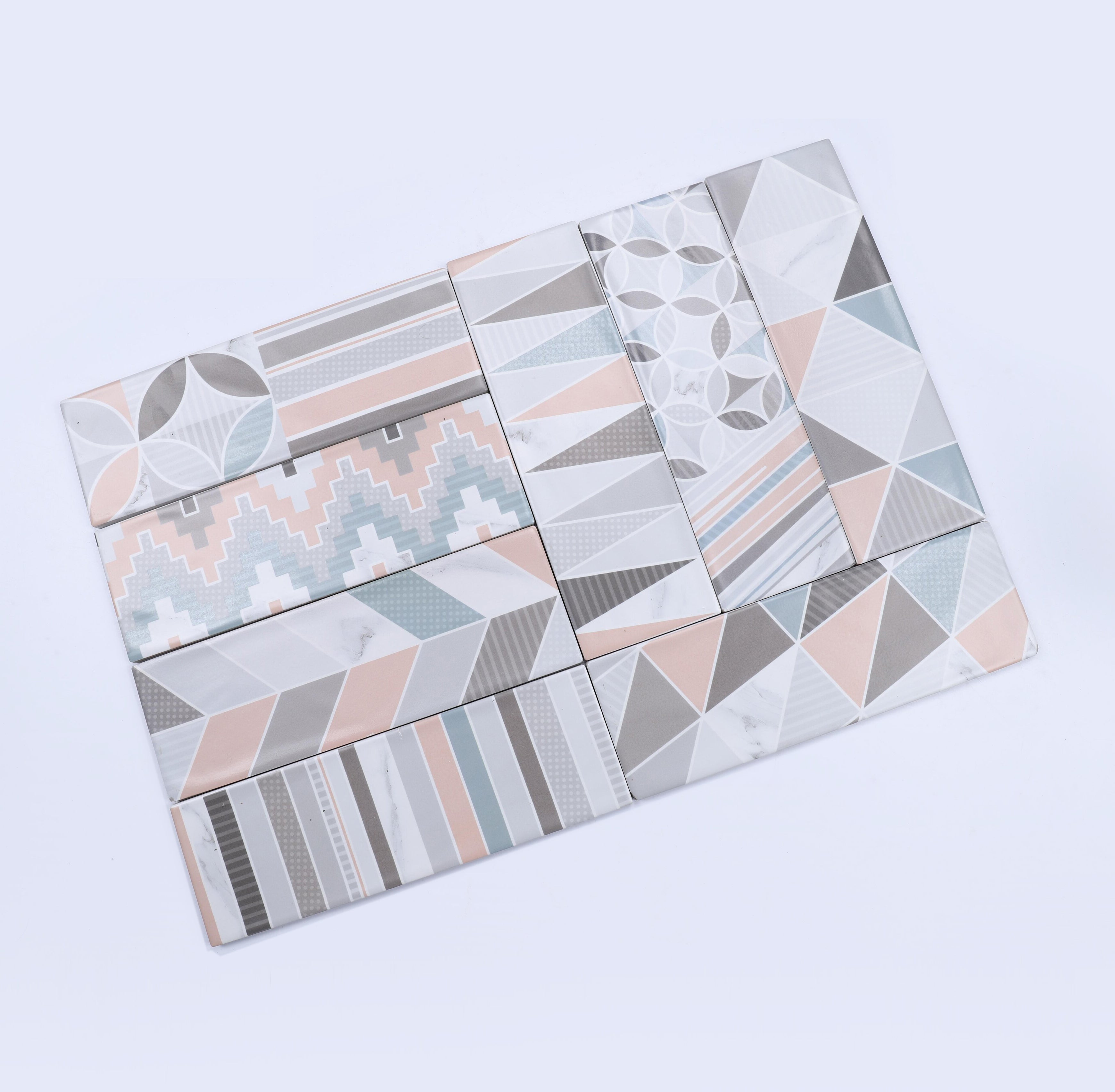 中國佛山瓷磚 China Foshan Basics 现代简约风格混装啞光墻磚 MKLHP013現代多彩(八面混發)10×30cm