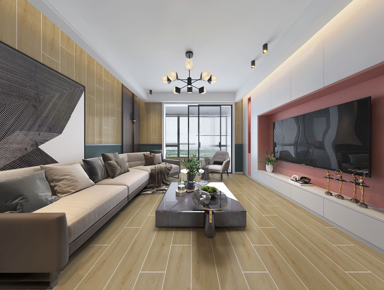 中國佛山磁磚 FOSHAN Tiles 木紋磚 Wood Grain Brick 地磚 啞光 N1012 20×100cm