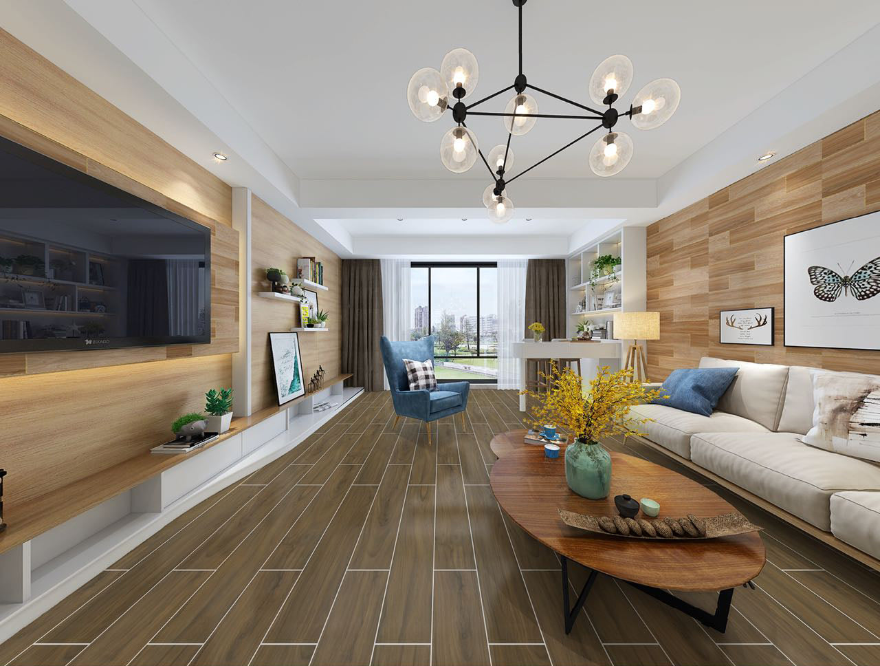 中國佛山磁磚 FOSHAN Tiles 木紋磚 Wood Grain Brick 地磚 啞光 N1013 20×100cm