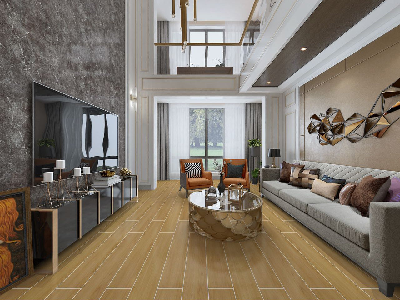 中國佛山磁磚 FOSHAN Tiles 木紋磚 Wood Grain Brick 地磚 啞光N1223 20×120cm