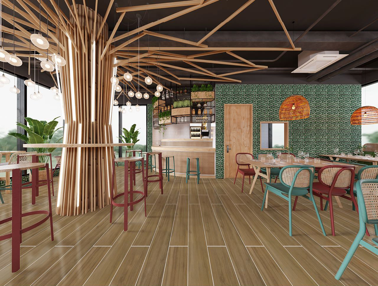 中國佛山磁磚 FOSHAN Tiles 木紋磚 Wood Grain Brick 地磚 啞光N1227 20×120cm