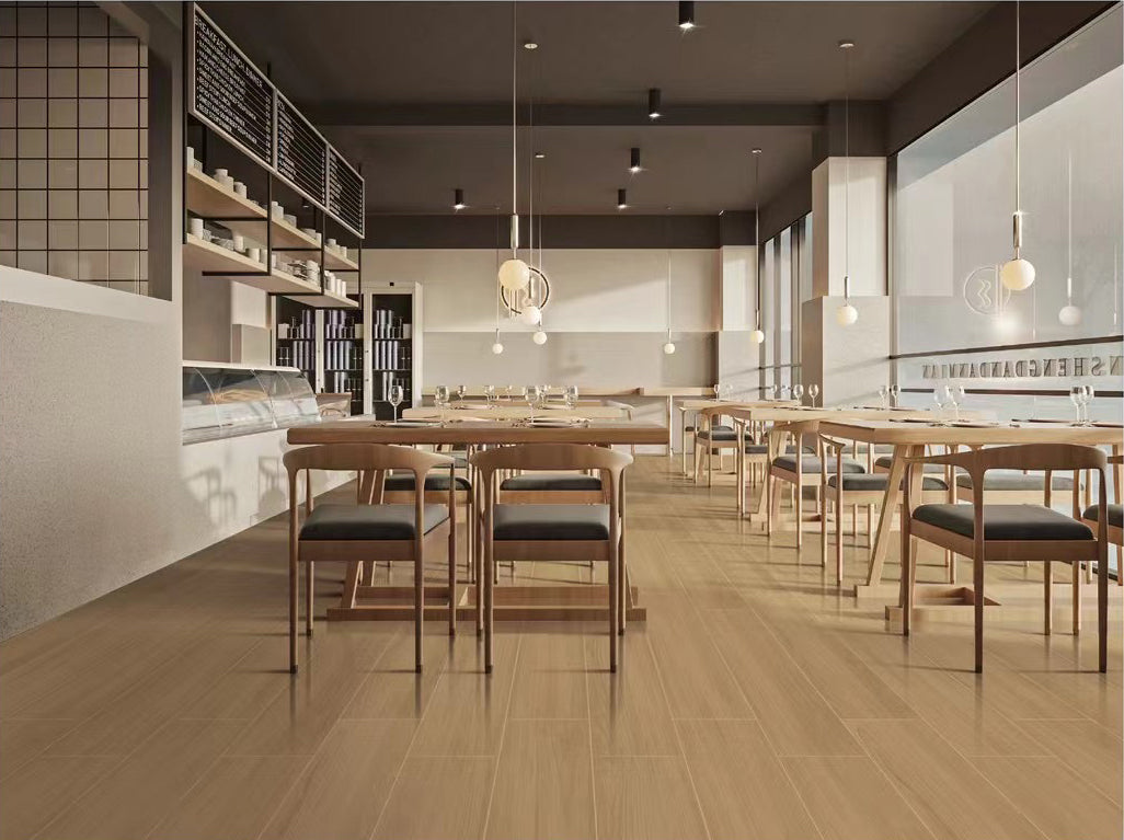 中國佛山磁磚 FOSHAN Tiles 木紋磚 Wood Grain Brick 親膚釉面 地磚 啞光 SD66195 20×120cm