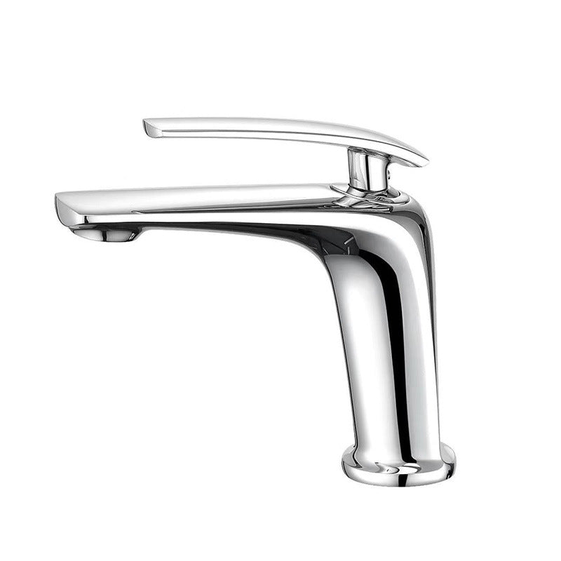 Contemporary High-Ranking Brass Body 304 Stainless Steel Mixer Water Bathroom Bssin Faucet 現代简约款不鏽鋼浴室面盤冷热龍頭 全銅精鑄工藝陶瓷閥芯5124