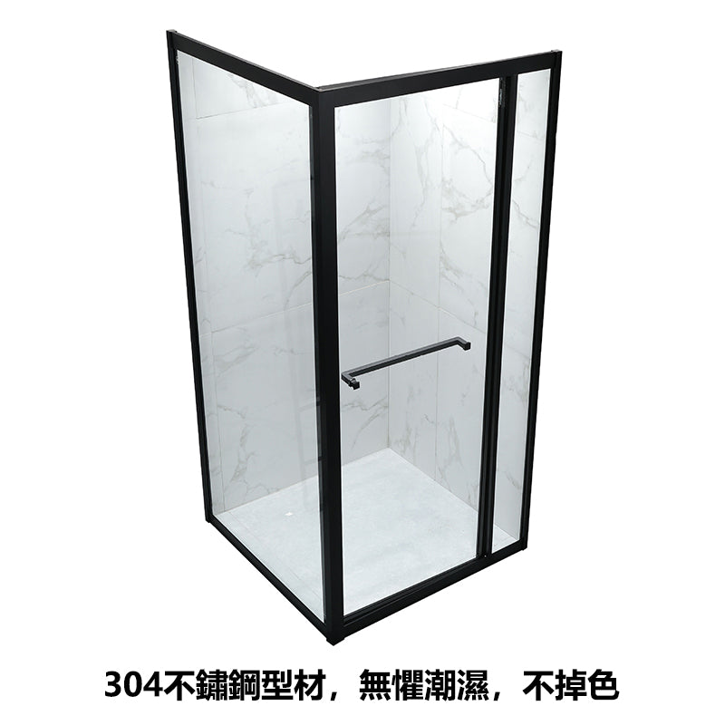 Bathroom Glass Sliding Doors Shower Screens 304Stainless Steel Tempered Glass 浴室屏風 浴屏 U62-1 L型 折疊門 慳空間 淋浴房 乾濕分離 啞黑 304不鏽鋼材質