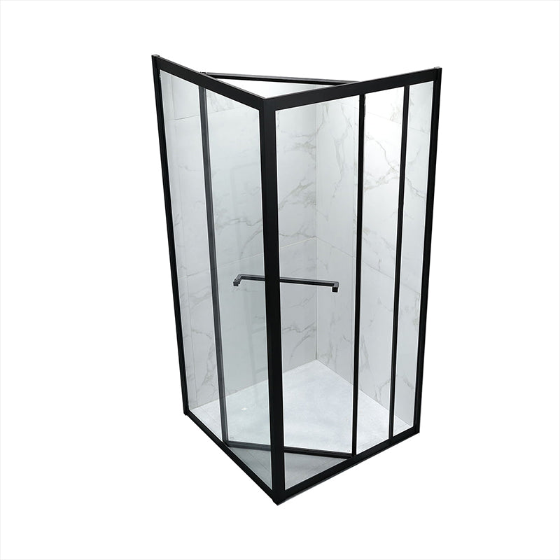 Bathroom Glass Sliding Doors Shower Screens 304Stainless Steel Tempered Glass 浴室屏風 浴屏 U62-1 L型 折疊門 慳空間 淋浴房 乾濕分離 啞黑 304不鏽鋼材質