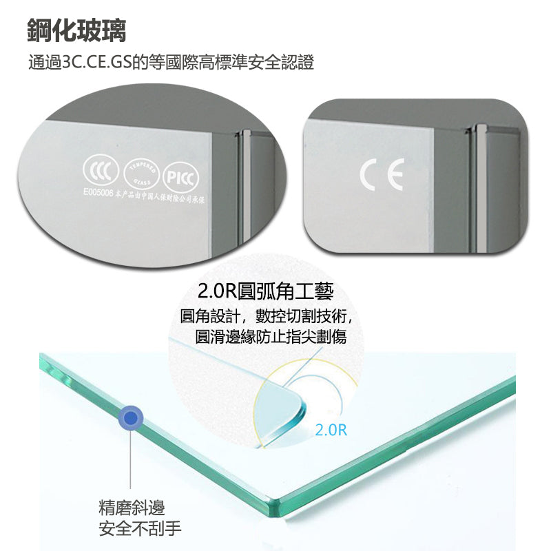 Bathroom Glass Sliding Doors Shower Screens 304Stainless Steel Tempered Glass 浴室屏風 浴屏 U62-1 L型 折疊門 慳空間 淋浴房 乾濕分離 啞黑 304不鏽鋼材質