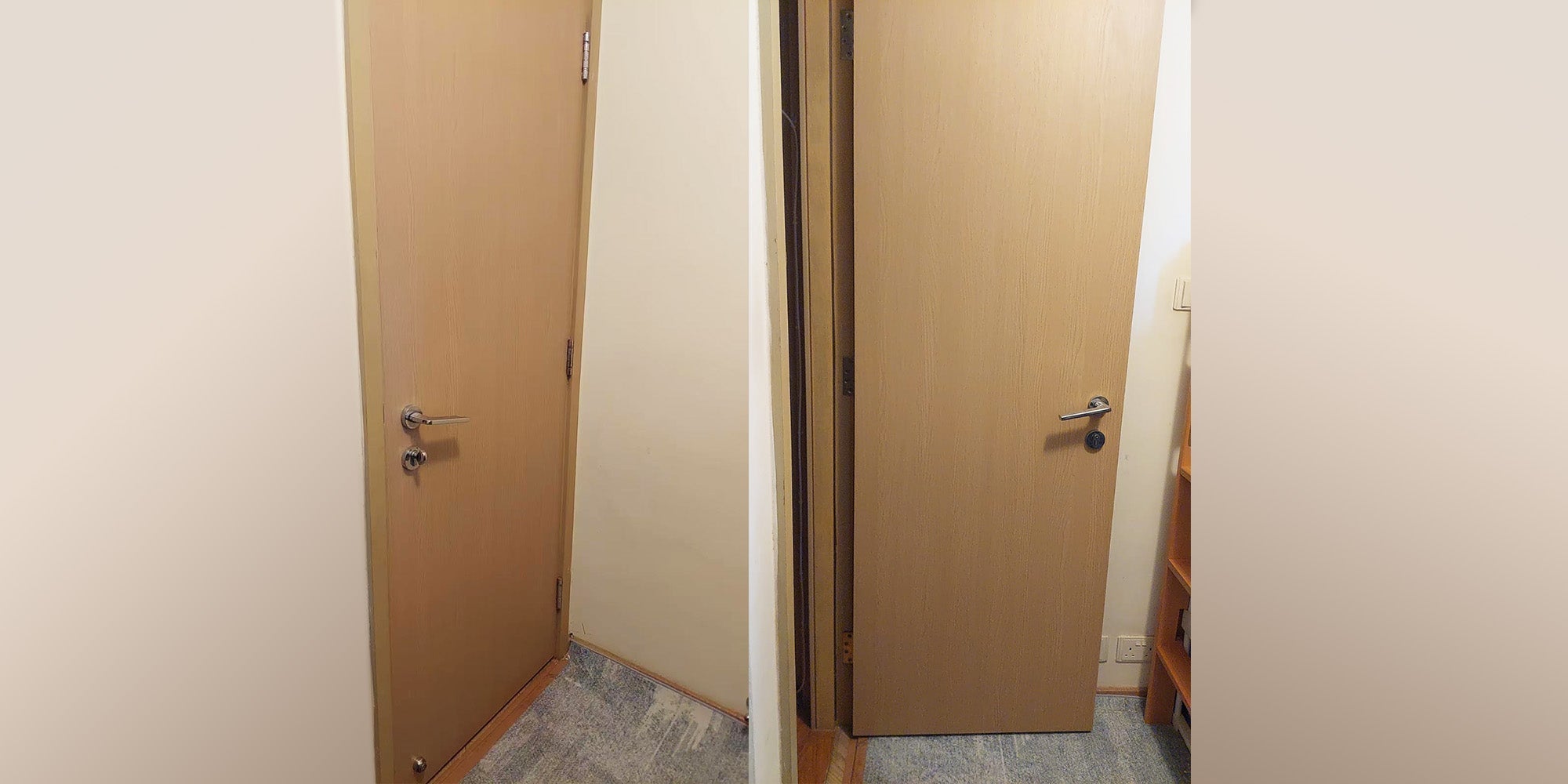 Carbon Crystal Wooden Doors （包木框和門鎖） DBL-平板 AAB01同步金橡 碳晶門 實木復合門 生態門 現代簡約風格 客戶實例