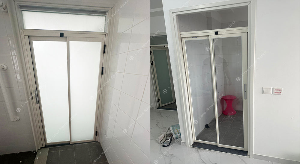 PD Door Slide & Fold Door Aluminium Door PD門 PT門 折疊門 掩門掀門 鋁質門 極簡設計 JX-604 琺瑯白+雙面油砂玻璃 琺瑯白+透明玻璃